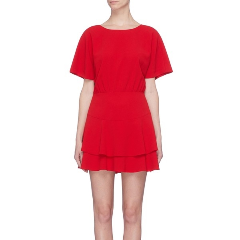 Alice and Olivia tiered ruffle dress red